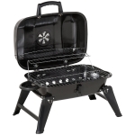 Outsunny Barbecue BBQ Grill da Tavolo a Carbonella Portatile Pieghevole, Ferro, Nero, 59x43x36 cm