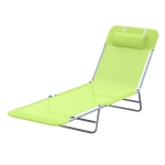 Outsunny Sdraio Pieghevole Reclinabile con Cuscino da Giardino Spiaggia Verde Chiaro