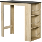 HOMCOM Table de bar table haute de cuisine mange-debout comptoir - dim. 112L x 57l x 106H cm - 3 étagères - panneaux de particules - aspect chêne clair noir