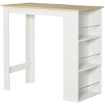 HOMCOM Table de bar table haute de cuisine mange-debout comptoir - dim. 112L x 57l x 106H cm - 3 étagères - panneaux de particules - aspect chêne clair blanc