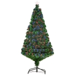 HomCom Brad de Crăciun Artificial foarte Des cu Fibră Optică Înălțime 150cm cu Suport