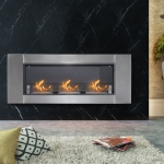 HomCom Șemineu pe Bioetanol din Inox 3 Rezervoare 1.5LT Argintiu și Negru, 136x16x54cm
