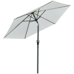 Outsunny Ombrellone da Giardino Inclinabile Apertura a Manovella, Palo in Metallo e 6 Stecche, Bianco Crema Φ227cm