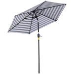 Outsunny Ombrellone da Giardino Inclinabile Φ227cm, Apertura a Manovella, Palo in Metallo e 6 Stecche, Blu e Bianco