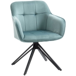 HOMCOM Chaise de bureau Chaise de Salle à Manger Fauteuil de Relax Velours Chaise de Loisirs et piètement métal avec accoudoirs - Bleu