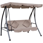 Outsunny Dondolo da Esterni 2 in1 per 3 Persone Convertibile in Letto con Tettuccio, 200x125x170cm, Beige