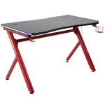 HOMCOM Steel Frame LED Gaming Desk w/ Headphone & Drink Holder Black
