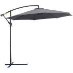 Outsunny Ombrellone da Giardino a Braccio Deluxe Inclinabile con Manovella, Φ3m Grigio