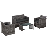 Outsunny set mobili da giardino in PE Rattan Grigio Divano con 2 Poltroncine e Tavolino
