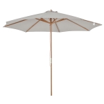 Outsunny Sombrilla Parasol de Jardín Ø300x250 cm con Sistema de Pestillo de Fijación Techo Ventilado y Poste Desmontable de Madera para Terraza Patio Exterior Gris