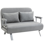HOMCOM Canapé-lit canapé Convertible 2 Places déhoussable Grand Confort 2 Coussins fournis Pieds accoudoirs métal suède Gris Clair
