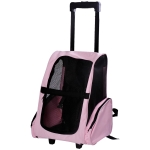 Pawhut - Trolley Zaino di Viaggio per Animali Domestici Multiuso 2 in 1 in Panno di Oxford 36 x 30 x 49cm Rosa