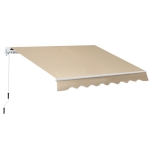 Outsunny Tenda da Sole Avvolgibile Parasole a Parete Manuale Impermeabile, Beige, 2.5x2m