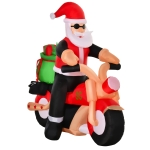 HOMCOM Babbo Natale Gonfiabile da esterno su Motocicletta con Luci LED Integrate - Multicolore