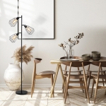 HomCom lampa stil industrial cu abajururi, 136x165cm, neagra