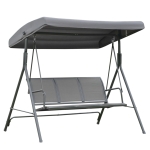 Outsunny Dondolo 3 Posti con Baldacchino in Acciaio e Tessuto Poliestere, Grigio, 178x111x155cm