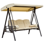 Outsunny Dondolo da Giardino 3 Posti con Tetto Inclinabile e Cuscini Imbottiti