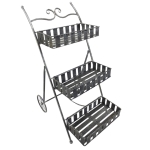 Outsunny Fioriere da Esterno a 3 Livelli in Metallo con Ruote, Argento, 53 x 39 x 79 cm