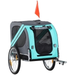 PawHut Folding Dog Bike Trailer Pet Cart Carrier for Bicycle Travel in Steel Frame with Hitch Coupler - Light Blue & Grey