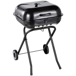 Outsunny Barbecue in Acciaio con Coperchio e Ruote Nero 57x70x86cm