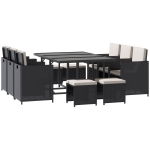 Outsunny Set di Mobili da Giardino in PE Rattan Set da Pranzo 11 pezzi con Cuscini, Nero
