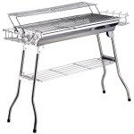 Outsunny Barbecue Acciaio Inox Gambe Pieghevoli 2 Griglie 100 x 43 x 68 cm