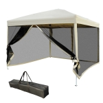 Outsunny Gazebo Impermeabile con Pareti Rimovibili Struttura in Acciaio e Copertura Oxford, Cachi, 3x3m