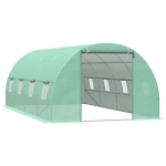Outsunny Serra per Piante Serre Agricole a Tunnel da Esterno in Acciaio e PE con 8 Finestre 6 x 3 x 2m Verde
