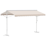 Outsunny Staande luifel met knikarm tuinluifel luifel zwengel crème 3,95 x 2,94 m