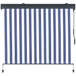 Outsunny Tenda Avvolgibile a Rullo Impermeabile Funzionamento Manovella Bianco e Blu 250 x 200 cm