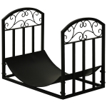 Outsunny Porte-bûches range rack à bûches support étagère à bois de cheminée charge max. 60 kg dim. 60,5L x 36l x 46,5H cm métal époxy noir