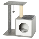 Drapak do ostrzenia pazurów Drapak dla kota Drzewko wspinaczkowe z jaskinią i pluszową poduszką płyta wiórowa E1 szary