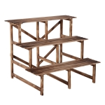 Outsunny Pflanzentreppe, Blumentreppe, Blumenregal, Pflanzregal, Blumenständer, 3 Stufen, Tannenholz, 100 x 80 x 78cm