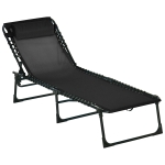 Outsunny Sonnenliege faltbar Gartenliege Klappliege Garten 4-stufige Rückenlehne verstellbar Stahl Mesh-Stoff Schwarz 197 x 58 x 76 cm
