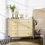 HOMCOM Comoda moderna cu 3 sertare din lemn si otel, mobilier pentru dormitor si sufragerie, 80x40x78cm
