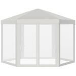 Outsunny Carpa Gazebo tipo Cenador Hexagonal con Mosquitera para Jardín y Terraza Ø1.97 m Material de Poliéster Repelente al Agua (Crema)