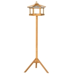 PawHut Wooden Freestanding Garden Bird Table Feeder Wood Tone
