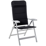 Outsunny Silla de Jardín Plegable de Aluminio con Respaldo Alto Ajustable en 7 Posiciones y Reposacabezas Acolchado para Exterior 75x61,5x114,5 cm Negro