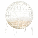 Pawhut Rattan Katzenkorb Katzenhöhle Katzenhütte Katzenbett mit Kissen erhöhtes Design Haustierbett Cremeweiß Ø45 x 57H cm