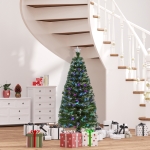 HomCom Brad de Craciun 150cm din fibra optica, ramuri dese, cu 180 lumini cu LED