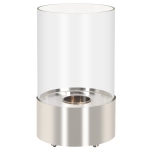 HOMCOM Biokamin Ethanol Kamin Bio Ethanol Brenner 0,4L Brenndauer kein Rauch mit Feuerlöschhaken Edelstahl gehärtetes Glas Silber 23 x 23 x 39 cm