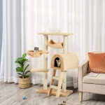 PawHut Copac Ascutit Gheare cu Cusca si Hamac , Bej, 55x30x100cm