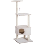 PawHut Ansamblu pentru Pisici 3 Niveluri, Crem, 49x48x130cm