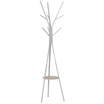 HOMCOM Perchero de Pie Metálico para Colgar Ropa Bolsas 9 Ganchos con Estante Forma de Árbol Perchero Vintage 45x45x180cm