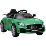 HOMCOM Coche Eléctrico para Niños Mercedes GTR con Licencia +3 Años Batería 12V con Mando a Distancia Música Faros Puerta de Doble Apertura Carga 25kg 105x58x45 cm Verde