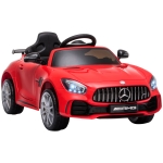 HOMCOM Coche Eléctrico para Niños Mercedes GTR con Licencia +3 Años Batería 12V con Mando a Distancia Música Faros Puerta de Doble Apertura Carga 25kg 105x58x45 cm Rojo
