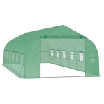Outsunny Invernadero de Túnel 800x300x200 cm con 12 Ventanas y Puerta Enrollable Cubierta PE 140 g/m² y Acero Techo Puntiagudo para Cultivo de Plantas Verduras Verde