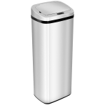 HomCom Cestino dei Rifiuti Rettangolare in Acciaio Inox con Sensore a Infrarossi, 50L