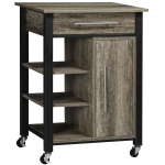 HOMCOM Carrello da Cucina Portavivande con Ruote, Legno Truciolato, 60x50x84.5cm, Marrone