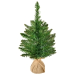 HOMCOM 45cm Mini Brad de Craciun Artificial Pin, 50 Ramuri, Geanta de baza din iuta, PVC